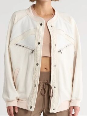 Free People Movement Off White Extra Winnings Cardi Oversize Utility Jacket